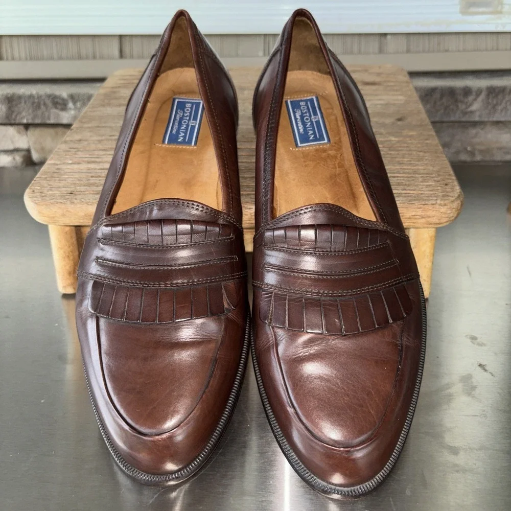 Bostonian Mens Vero Italian Florentine Saddle Brown Slip On 11 M 24752-513 EUC